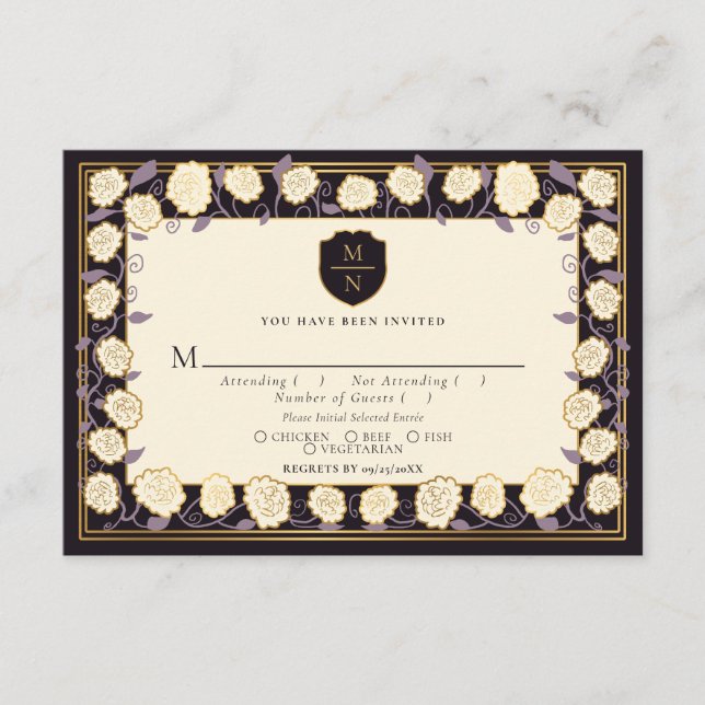 Sword & Shield Medieval Fantasy Wedding RSVP  Enclosure Card (Front)