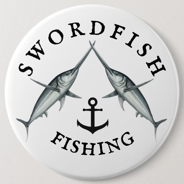 Swordfish Fishing 6 Inch Round Button (Front)