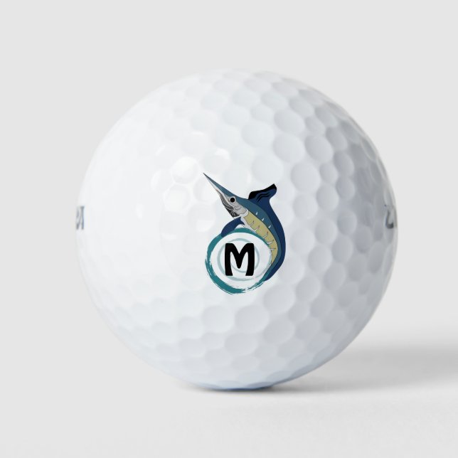 Swordfish Jumping Monogram Golf Balls (Front)