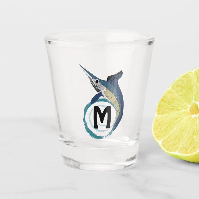 Swordfish Jumping Monogram Shot Glass (Front)