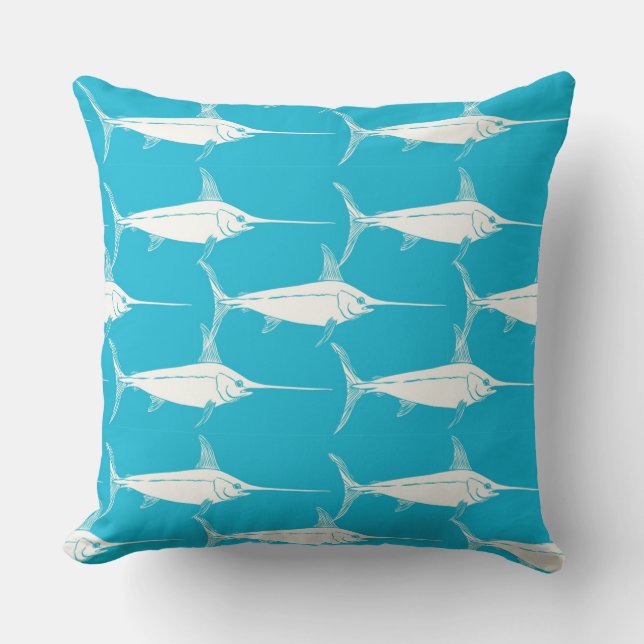 Swordfish Pattern Throw Pillow (Front)