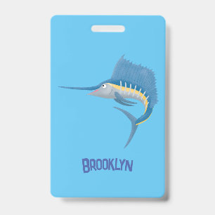 Swordfish sailfish fun cartoon illustration badge