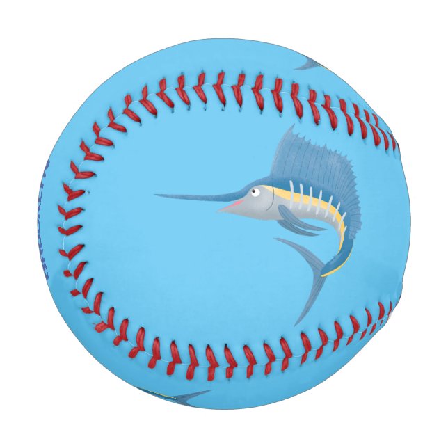 Swordfish sailfish fun cartoon illustration baseball (Front Left)