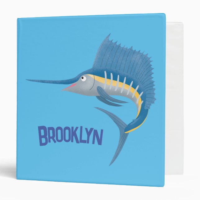 Swordfish sailfish fun cartoon illustration binder (Front/Inside)