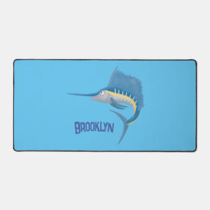 Swordfish sailfish fun cartoon illustration desk mat