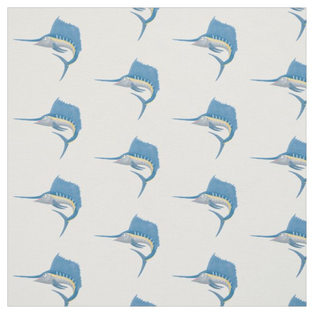 Swordfish sailfish fun cartoon illustration  fabric (Swatch)