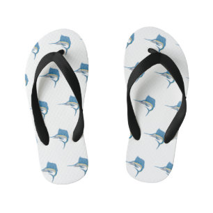 Swordfish sailfish fun cartoon illustration kid's flip flops