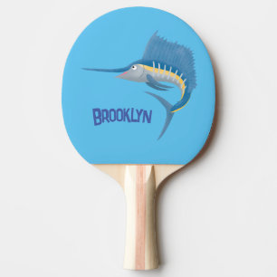 Swordfish sailfish fun cartoon illustration ping pong paddle