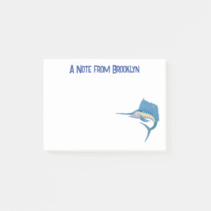 Swordfish sailfish fun cartoon illustration post-it notes