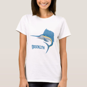Swordfish sailfish fun cartoon illustration T-Shirt