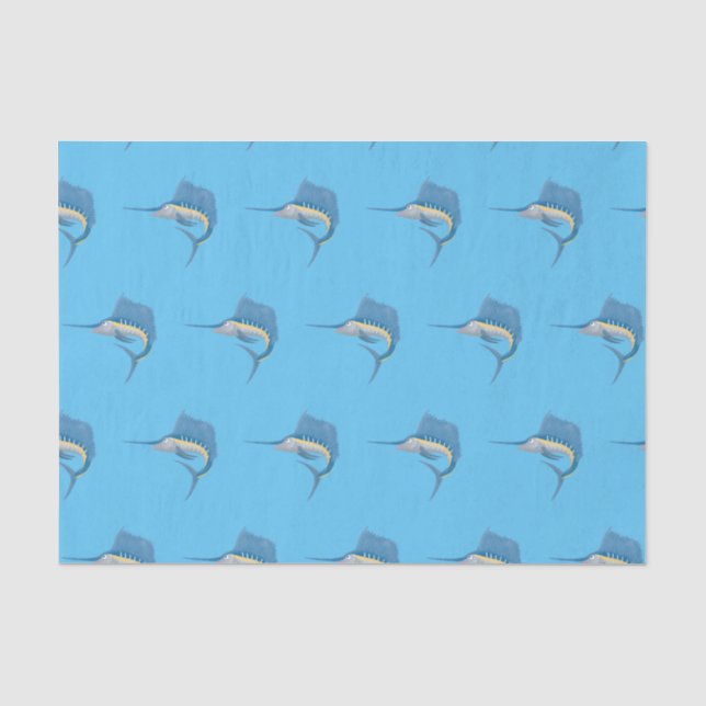 Swordfish sailfish fun cartoon illustration tissue paper (Front)