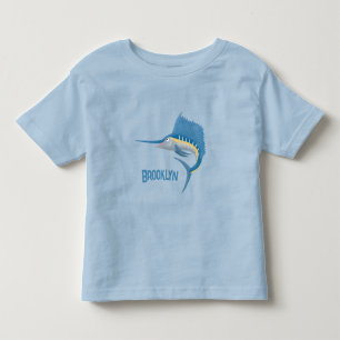 Swordfish sailfish fun cartoon illustration toddler t-shirt