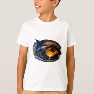 Swordfish Sunset Wave – Surreal Tropical Ocean Art T-Shirt