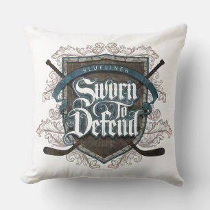 Sworn To Defend (Hockey Defenseman) Throw Pillow