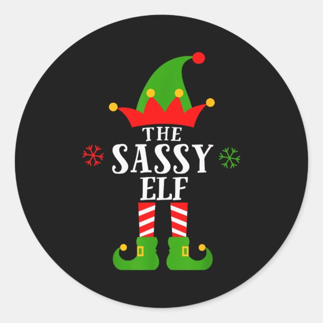 Sy Elf Funny Matching Family Group Christmas Pajam Classic Round Sticker (Front)