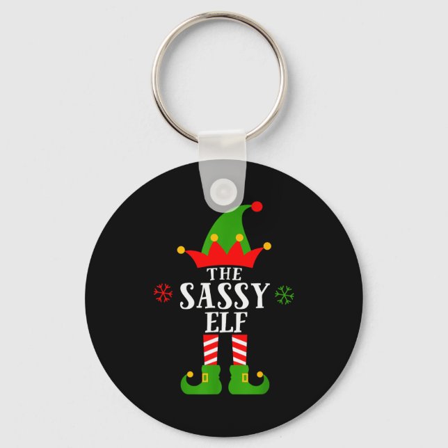 Sy Elf Funny Matching Family Group Christmas Pajam Keychain (Front)