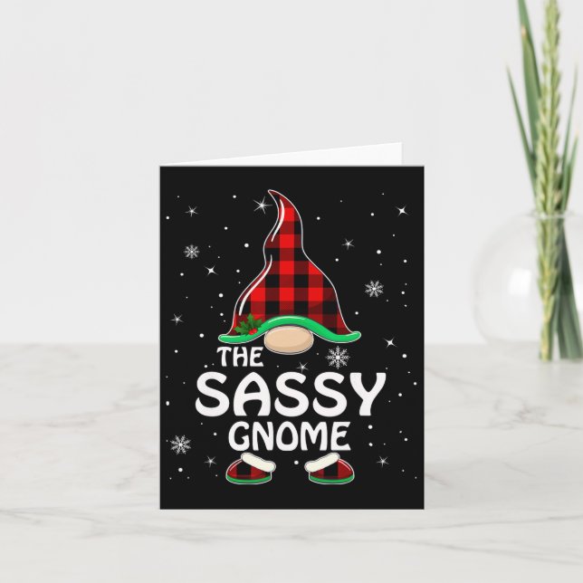 Sy Gnome Buffalo Plaid Matching Family Christmas P Card (Front)