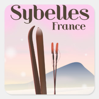 Sybelles France Ski poster Square Sticker