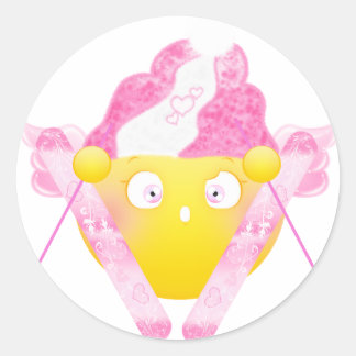 Sybille Ski - Pink Classic Round Sticker