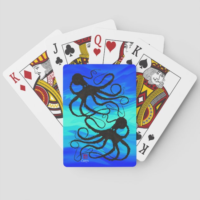 Sybille's Octopus Blu/Grn - Cartes de jeu à vélo (dos)
