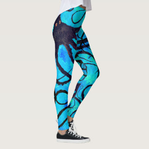 Sybille's Octopus On Aqua - Leggings