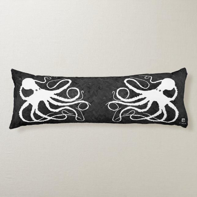 Sybille's Octopus on Grey - Body Pillow (Front)