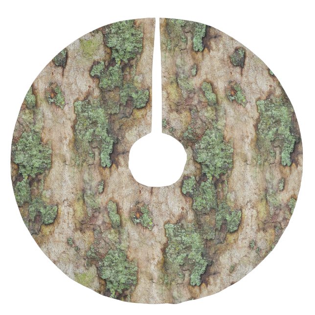 Sycamore Tree Bark Moss Lichen Brushed Polyester Tree Skirt (Front)