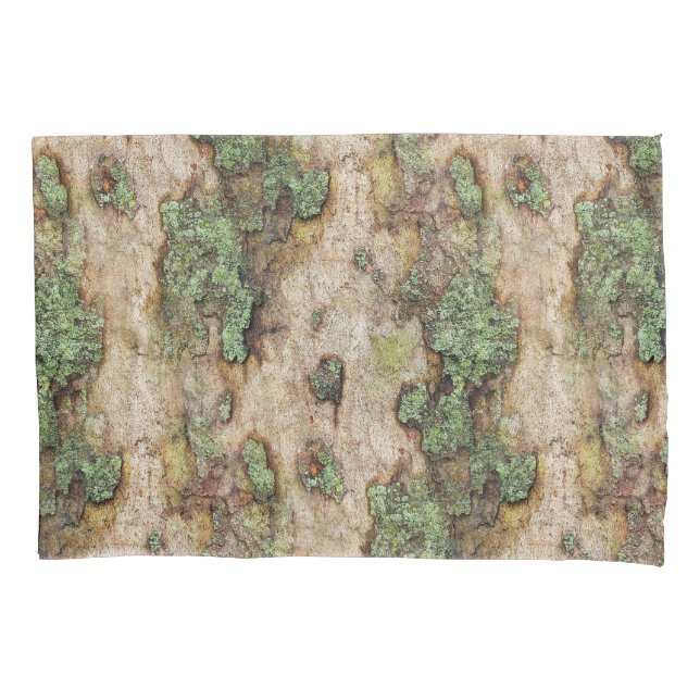 Sycamore Tree Bark Moss Lichen Pillowcase (Front-Left)