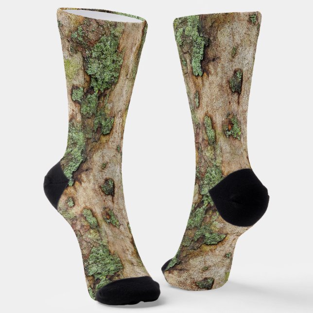 Sycamore Tree Bark Moss Lichen Socks (Angled)