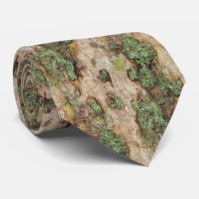 Sycamore Tree Bark Moss Lichen Tie (Rolled)