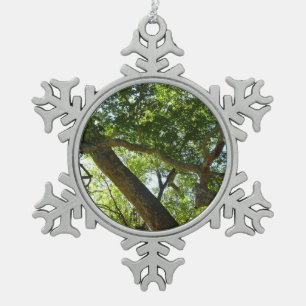 Sycamore Tree Green Nature Snowflake Pewter Christmas Ornament