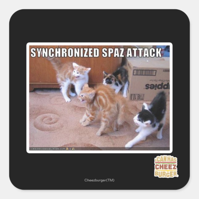 Sychronized Spaz Attack Square Sticker (Front)