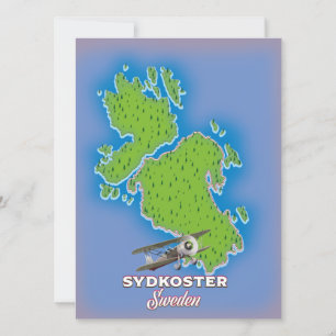 Sydkoster Suède carte vintage affiche de voyage.