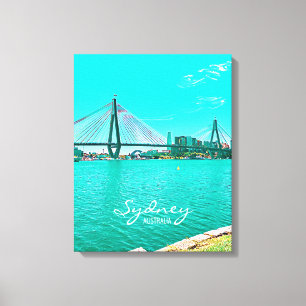 Sydney ANZAC Bridge harbour scene Canvas Print
