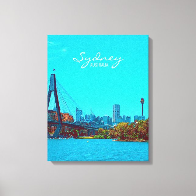 Sydney ANZAC Bridge harbour scene Canvas Print (Front)