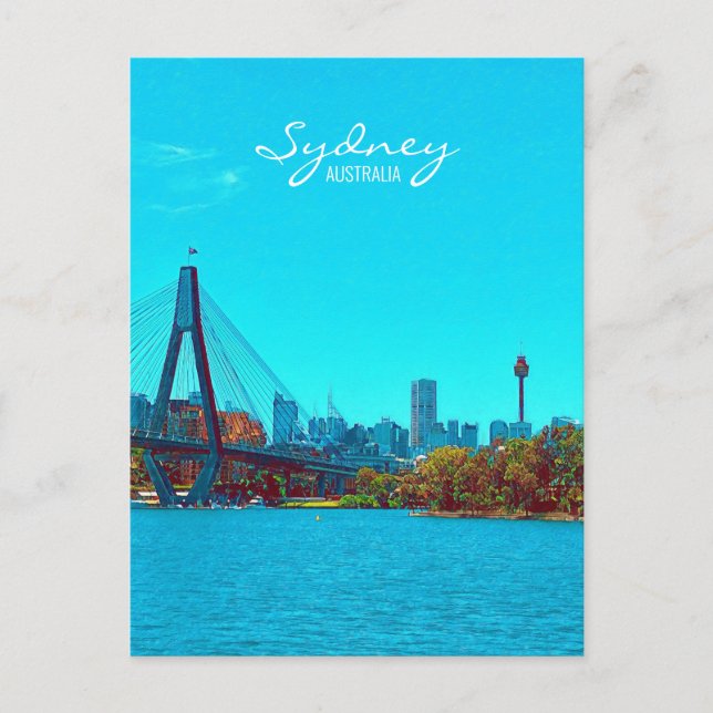 Sydney ANZAC Bridge harbour scene Postcard (Front)
