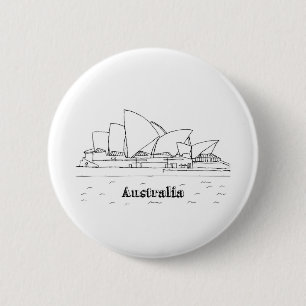 Sydney Australia Art Vacation Drawing Vacation Art 2 Inch Round Button
