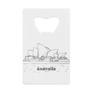 Sydney Australia Art Vacation Drawing Vacation Art Credit Card Bottle Opener