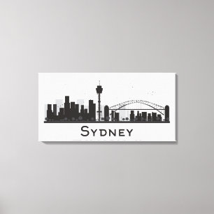 Sydney, Australia   Black & White City Skyline Canvas Print