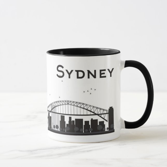 Sydney, Australia | Black & White City Skyline Mug (Right)