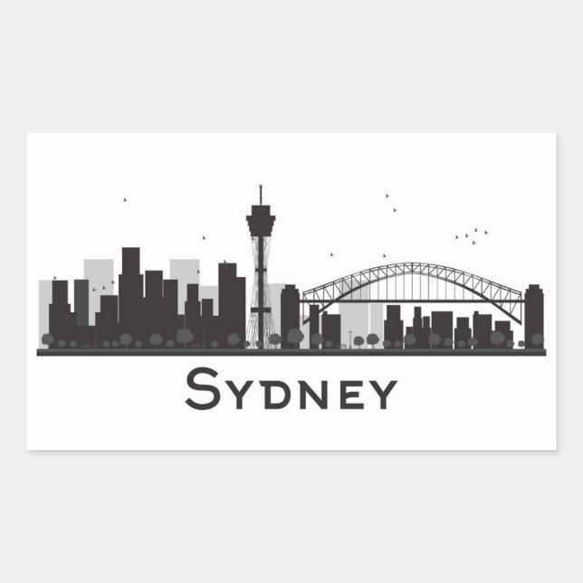 Sydney, Australia | Black & White City Skyline Sticker (Front)