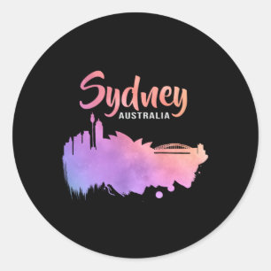 Sydney Australia City Cityscape Skyline Funny Gift Classic Round Sticker