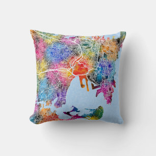 Sydney Australia City Map Throw Pillow