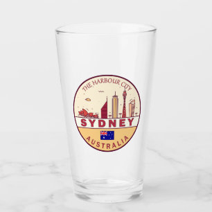 Sydney Australia City Skyline Emblem Glass