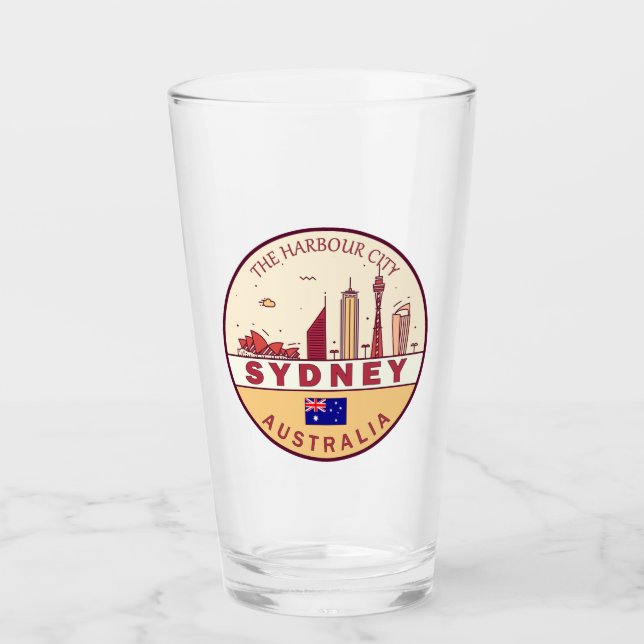 Sydney Australia City Skyline Emblem Glass (Front)