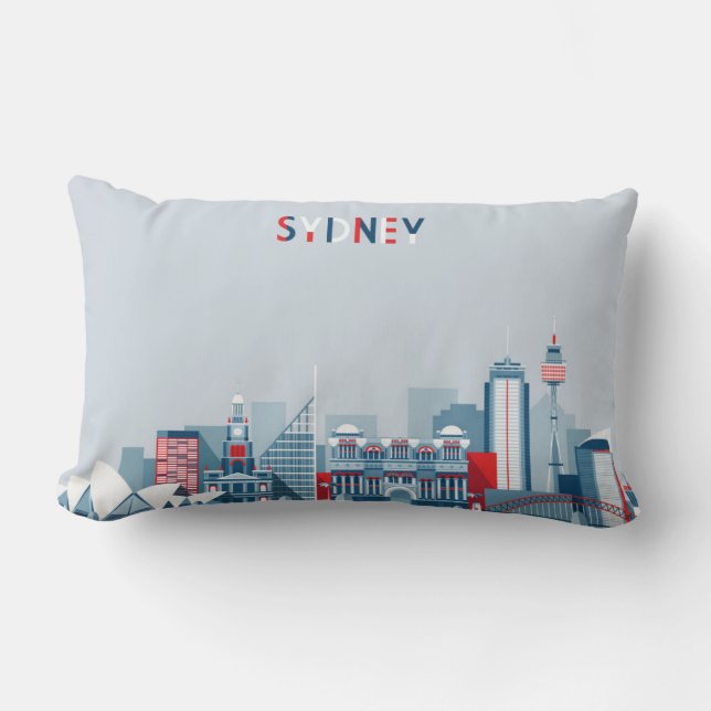 Sydney Australia City Skyline Lumbar Pillow (Front)