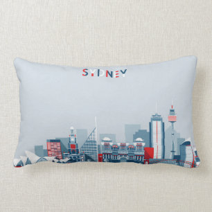 Sydney Australia City Skyline Lumbar Pillow