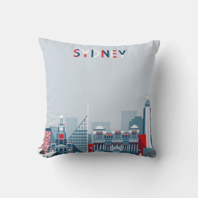 Sydney Australia City Skyline Throw Pillow (Front)