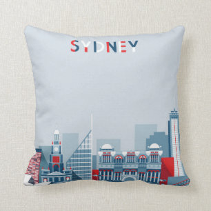 Sydney Australia City Skyline Throw Pillow