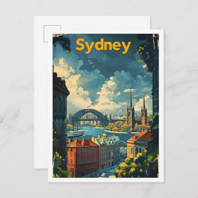 Sydney Australia Classic Retro Vintage Travel Postcard (Front/Back)